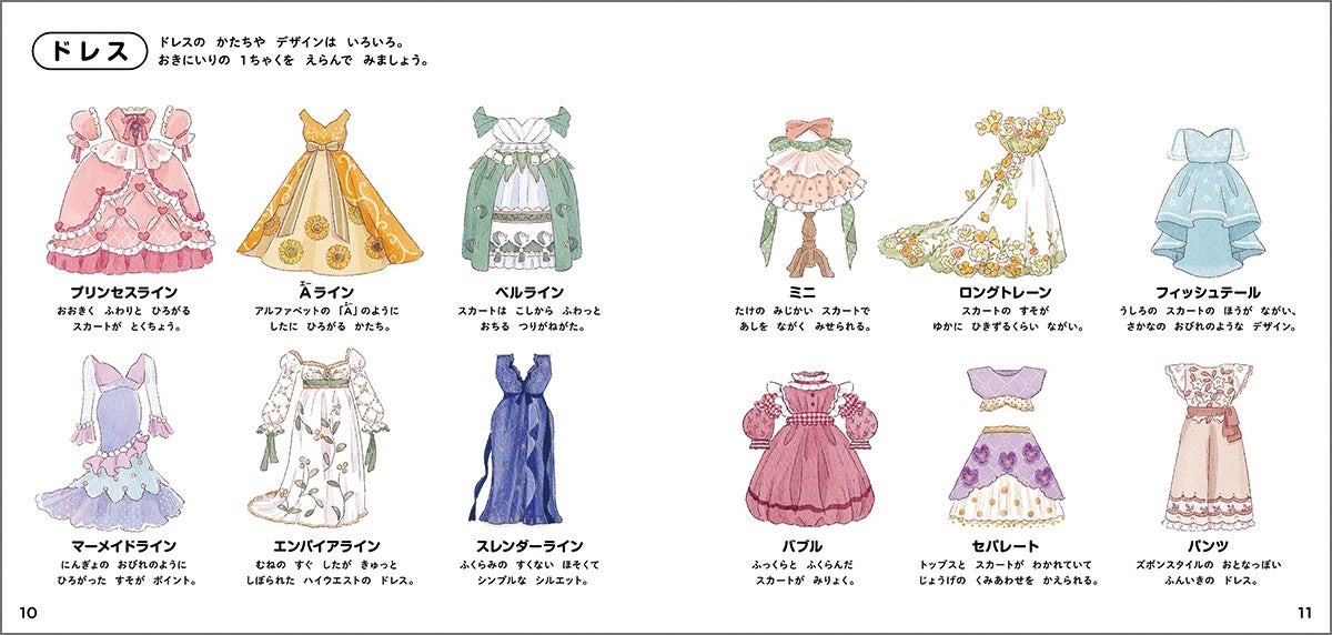 ▲豊富なデザインのドレスも掲載されています